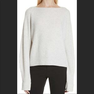 Theory Ribbed Bateau Neck Wool Cashmere Sweater
